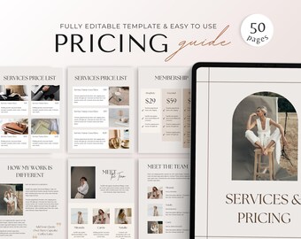 Editable Pricing Guide Template, Business Service Menu, Canva Excel Planner (Digital Download)