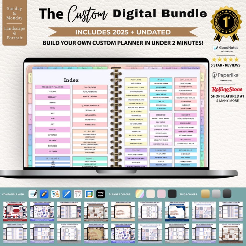 GoodNotes Digital Planner Bundle, Hyperlinked Productivity System (Digital Download) image 4