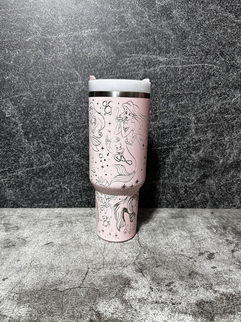 Little Mermaid Engraved Stanley Tumbler | 40oz Insulated Travel Mug image 6