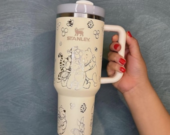 Winnie the Pooh & Friends 40oz Engraved Tumbler | Laser Engraved Stanley-Style Cup | Personalized Travel Mug
