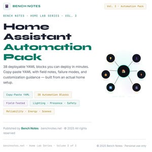 Pacchetto di automazioni per Home Assistant / 38 automazioni YAML da copiare e incollare / Bench Notes Vol. 3
