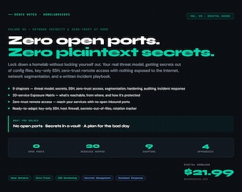 ホーム ネットワークセキュリティガイド | ゼロトラスト、SSH強化、シークレット管理（デジタルダウンロード）