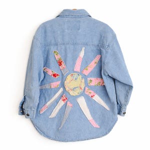 Upcycled Levi’s Denim Shirt Girls | Quilted Patchwork Sun Jacket Cottagecore Top