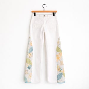 Upcycled White Denim Jeans | Quilted Patchwork Cottagecore Pants