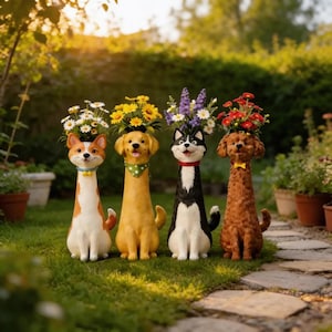 Jarrón de flores artesanal con forma de perro, maceta única con forma de perro para el hogar y el jardín, maceta de resina con forma de animal, jarrón de flores de resina con forma de perro de fantasía