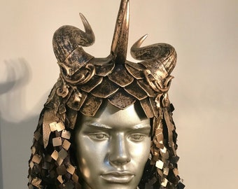 Apocalyptic dragon scale gold filigree headpiece