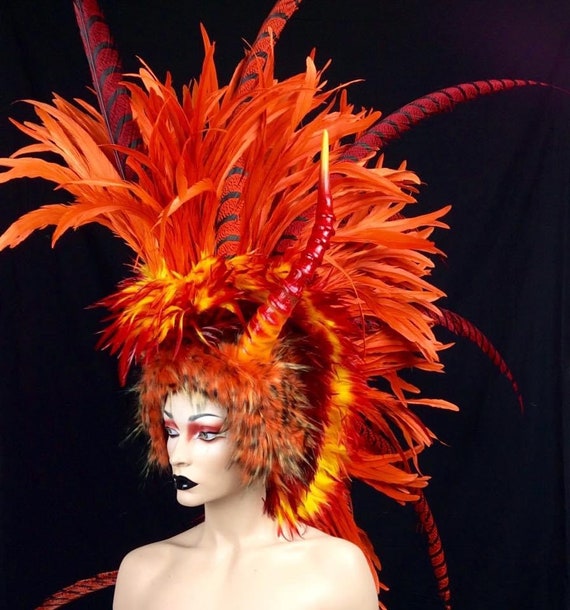 MADE TO ORDER Fire Dragon Horn Mohawk Avant Garde Headpiece  display picture 3