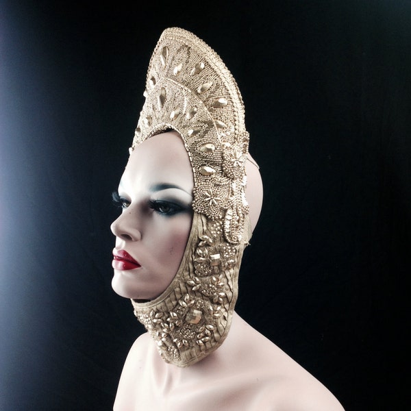BEREIT-zu-Schiff Golden romantischen Perlen Königin Göttin maskiert Fantasy Kopfschmuck Headpeice Perücke