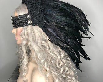 READY TO SHIP Vampire Burning Man Black geisha fantasy Gaga costume headdress headpiece wig cosplay steampunk