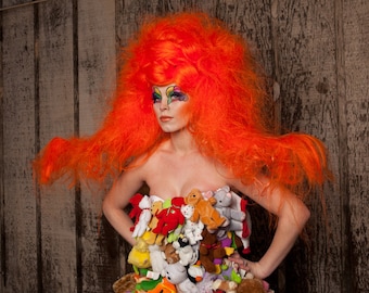 Pippy long Stocking Inspired Headdress Headpiece clown drag queen wig raggedy ann lolita fantasy avant garde