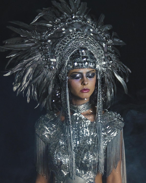 silver feather headpiece