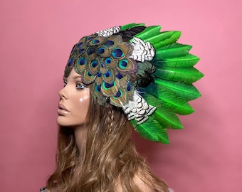 READY TO SHIP Peacock Lady Amherst Eye Headpiece