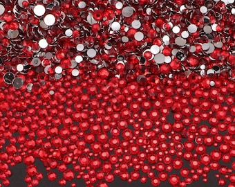 10000PCS Flatback Rhinestones for Crafts, Red Resin Crystals 2-5mm Glitter Gems, Nail Art Diamonds for Clothes, Shoes, DIY Accessories Bling