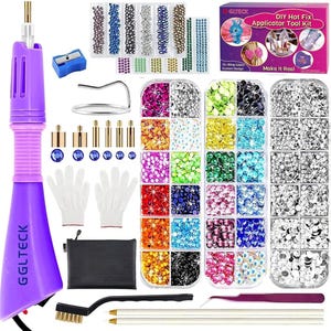 Hotfix Applicator, Bedazzler Kit with 5784 PCS Rhinestones for Crafts, DIY Hot Fix Rhinestone Applicator Wand Setter Tool with 7 Tips, 6