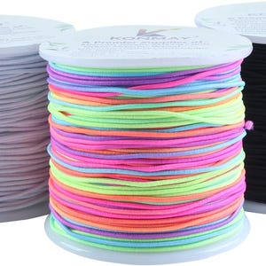 1mm Stretchy Bracelet String 50 Yards, Elastic Beading Cord for Pony & Kandi Beads, Jewelry Making String for DIY Bracelets Necklaces