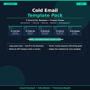 Koude e-mailsjablonen voor freelancers | 5 kant-en-klare e-mailscripts voor vaste klanten | Digitale download