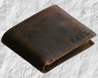 Personalized Mens Leather Wallet with Engraving | Custom Groomsmen Wallet
