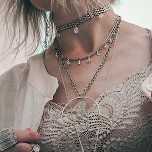 LUNA HERKIMER DIAMOND Moon Necklace, bohemian jewelry / layering necklaces / gift for her