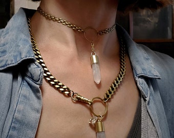 ICE CHOKER MINI, Choker in quarzo /// collana boho / collane a strati / regalo per lei