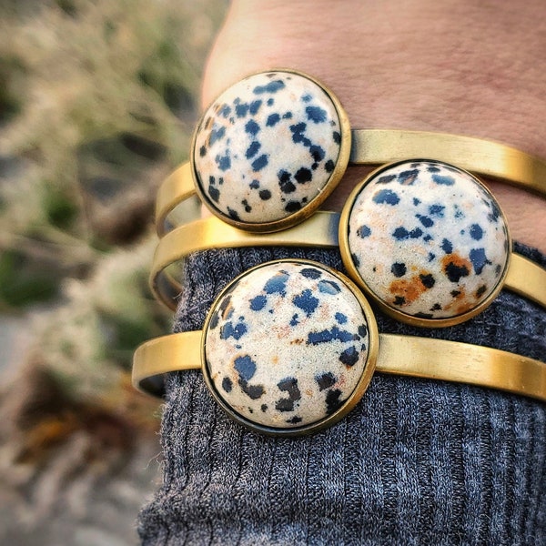 DALMATIAN JASPER BANGLE /// A brass bracelet