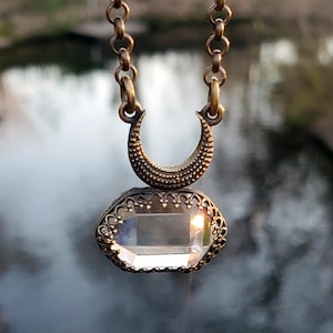MOONCHILD PENDANT /// Herkimer Diamond Pendant - gold layering necklace