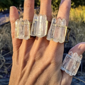 RAW QUARTZ RING Distressed Bronze Cube Ring size 8.5