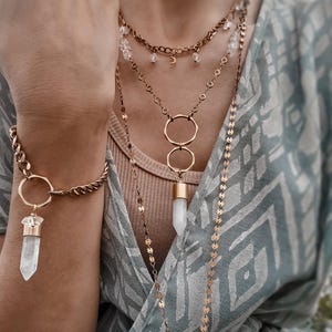 EIS Herkimer Diamant Quarz Kristall Halskette: Boho Messing Schmuck