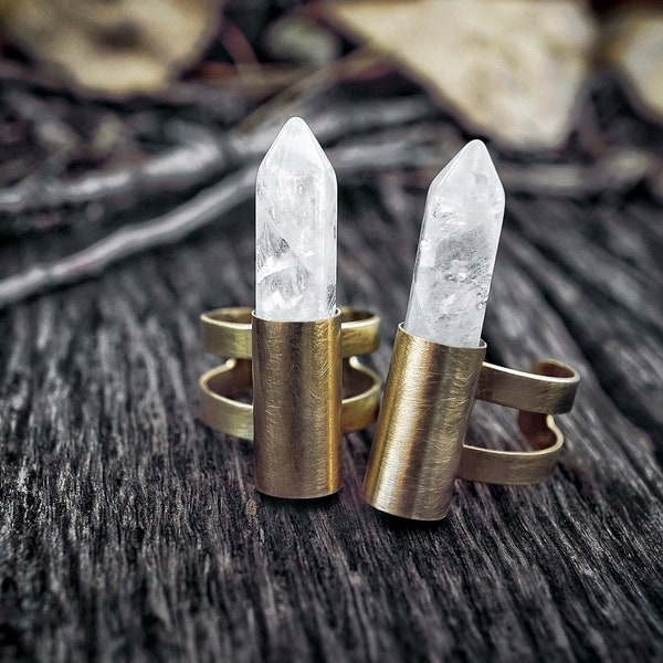 ICE QUARTZ Ring - gypsy rings, boho rings, fine bohemian rings, raw stone ring, raw crystal ring