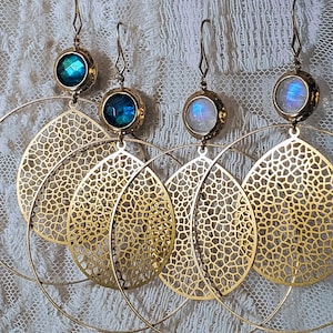 AVALANE HOOPS /// labradorite or moonstone