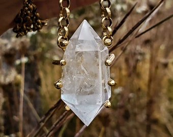 CIONDOLO GHIACCIATO /// collana con geode di diamanti Herkimer lucidati