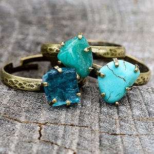 NATURAL STONE RING - Gemstone Stacking Ring