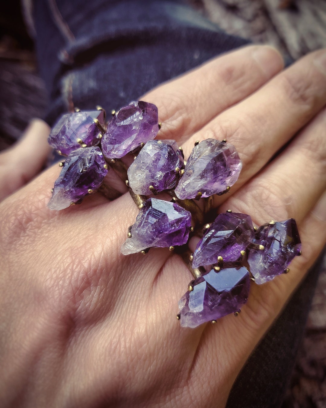 Raw Amethyst Point Ring, Bohemian Jewelry, Gypsy Ring - Etsy