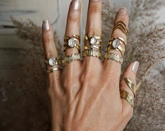 HERKIMER DIAMOND FLAMES Wrap Ring, raw stone rings, fine bohemian rings