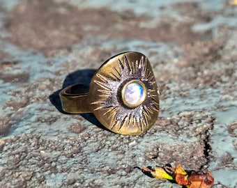 Anillo Rigel /// Anillo de labradorita o piedra lunar
