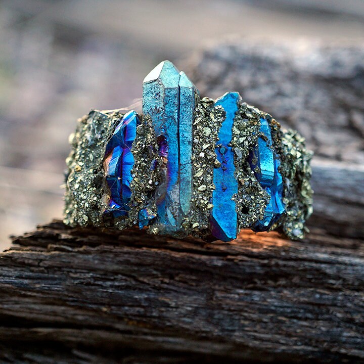 BLUE QUARTZ DOUBLE Ring /// Crystal Ring Statement Ring Etsy