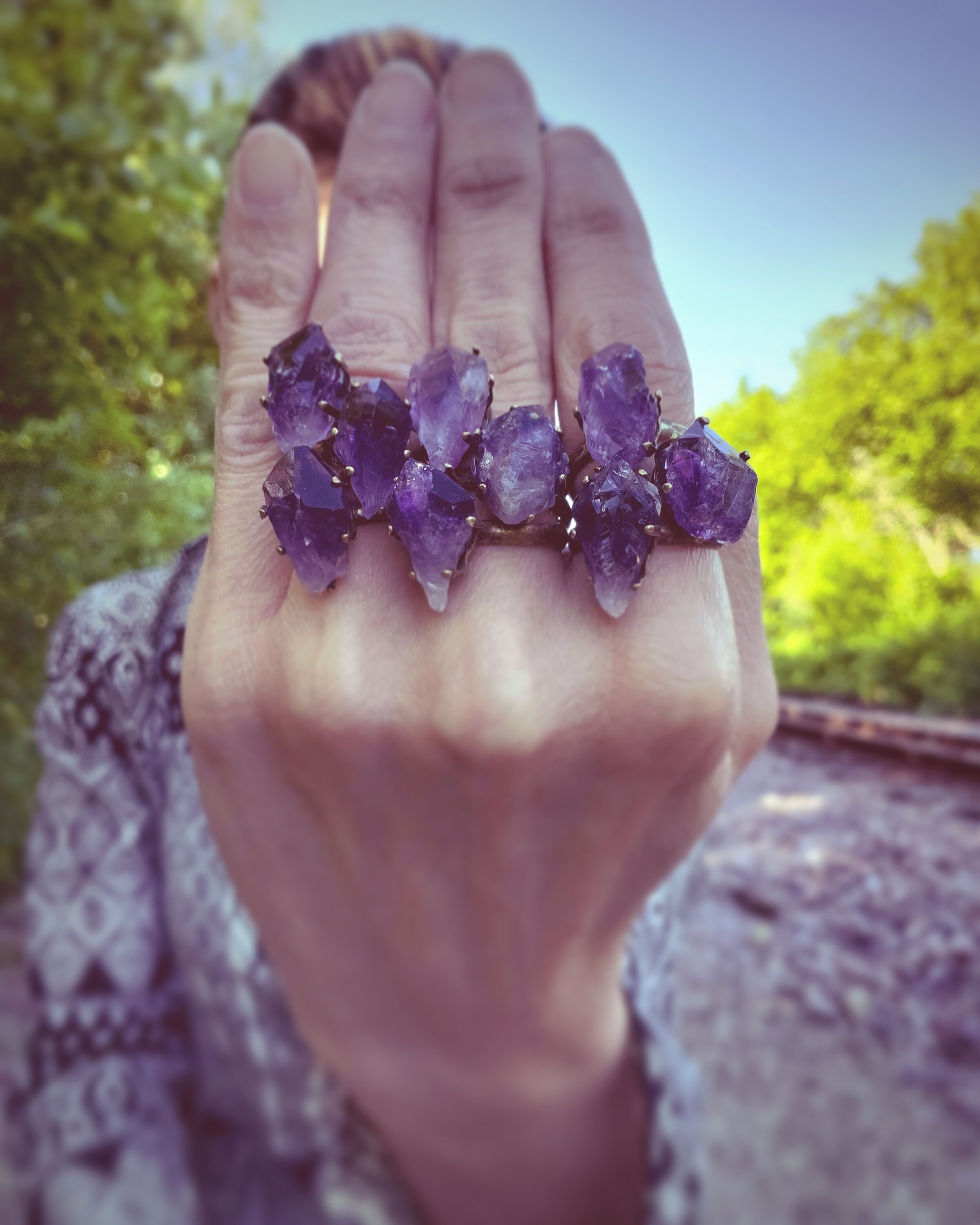 Raw amethyst point ring bohemian jewelry gypsy ring | Etsy