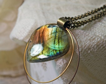 INFINITI PENDANT - large labradorite statement necklace - original crystal pendant