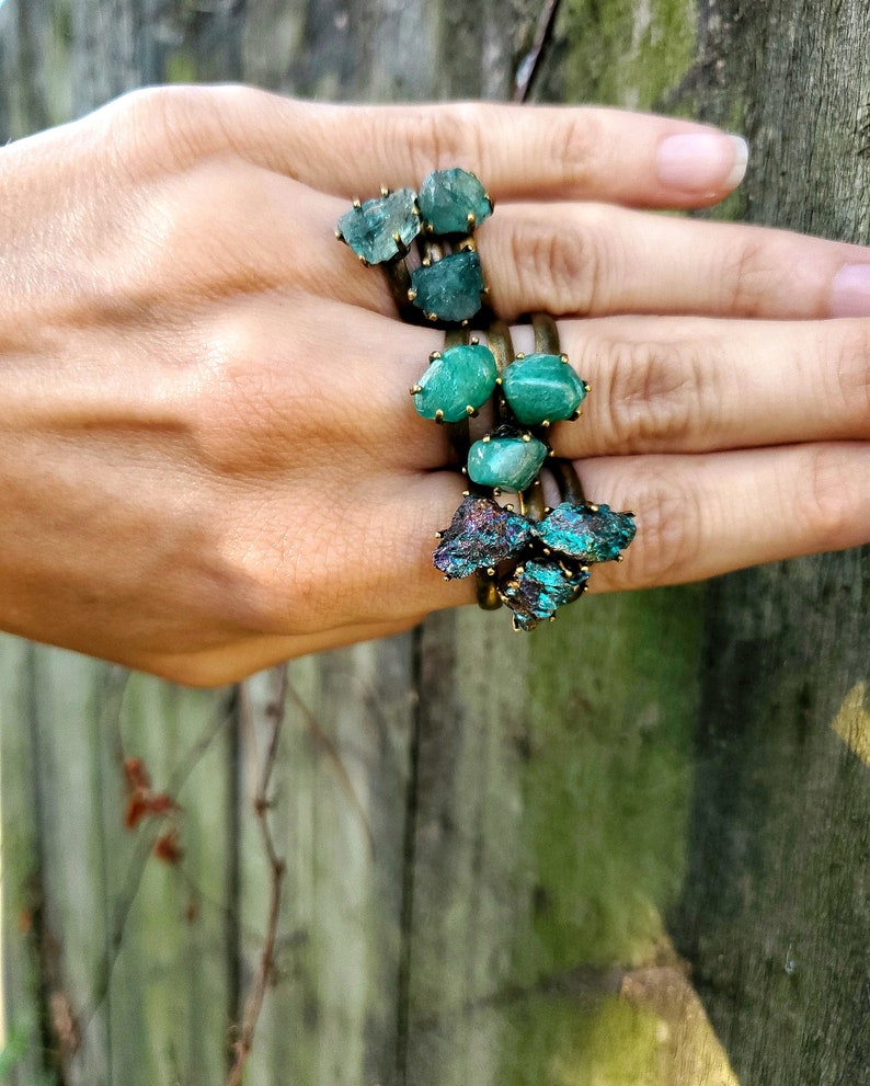 NATURAL STONE RING Gemstone Stacking Ring | Etsy