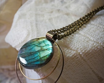 INFINITI PENDANT - large labradorite statement necklace - original crystal pendant