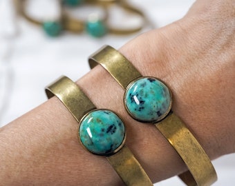 TURQUOISE AGED BRASS Cuff Bracelet