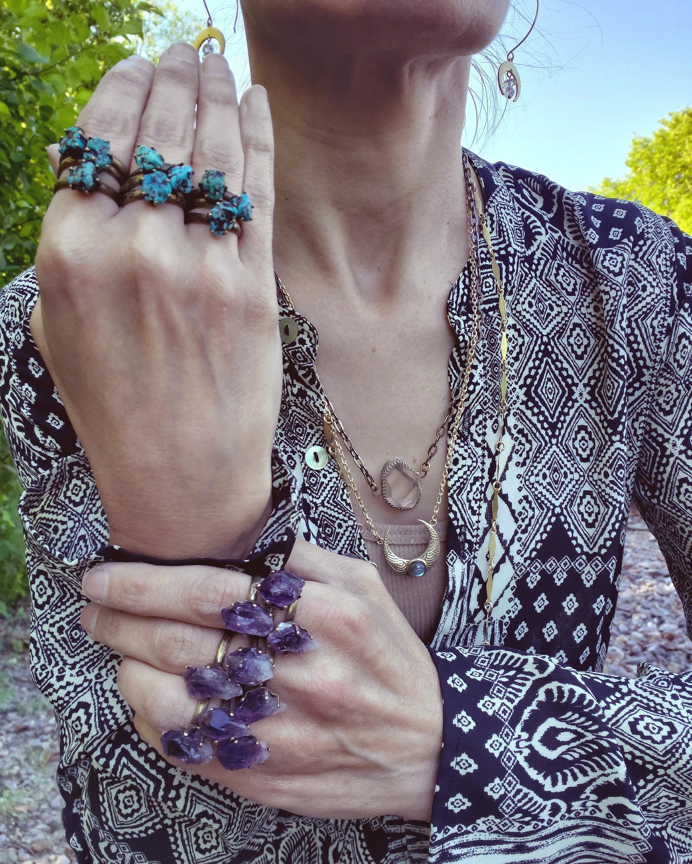 Raw amethyst point ring bohemian jewelry gypsy ring | Etsy