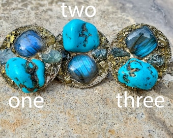 BOHEMIA DREAMER RING /// Turquoise, Raw Apatite + Raw Pyrite Modern bohemian jewelry, boho rings