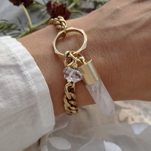 GEODE LUX II Armband Kette Herkimer Diamant plus Kristallspitze