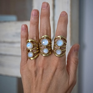 ILLUMINA RING /// Moonstone ring, 2 stone ring