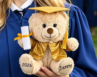 Personalisierte Abschluss Bär 2026, Name Teddy, Baumwolle Plüsch Vinyl Spielzeug