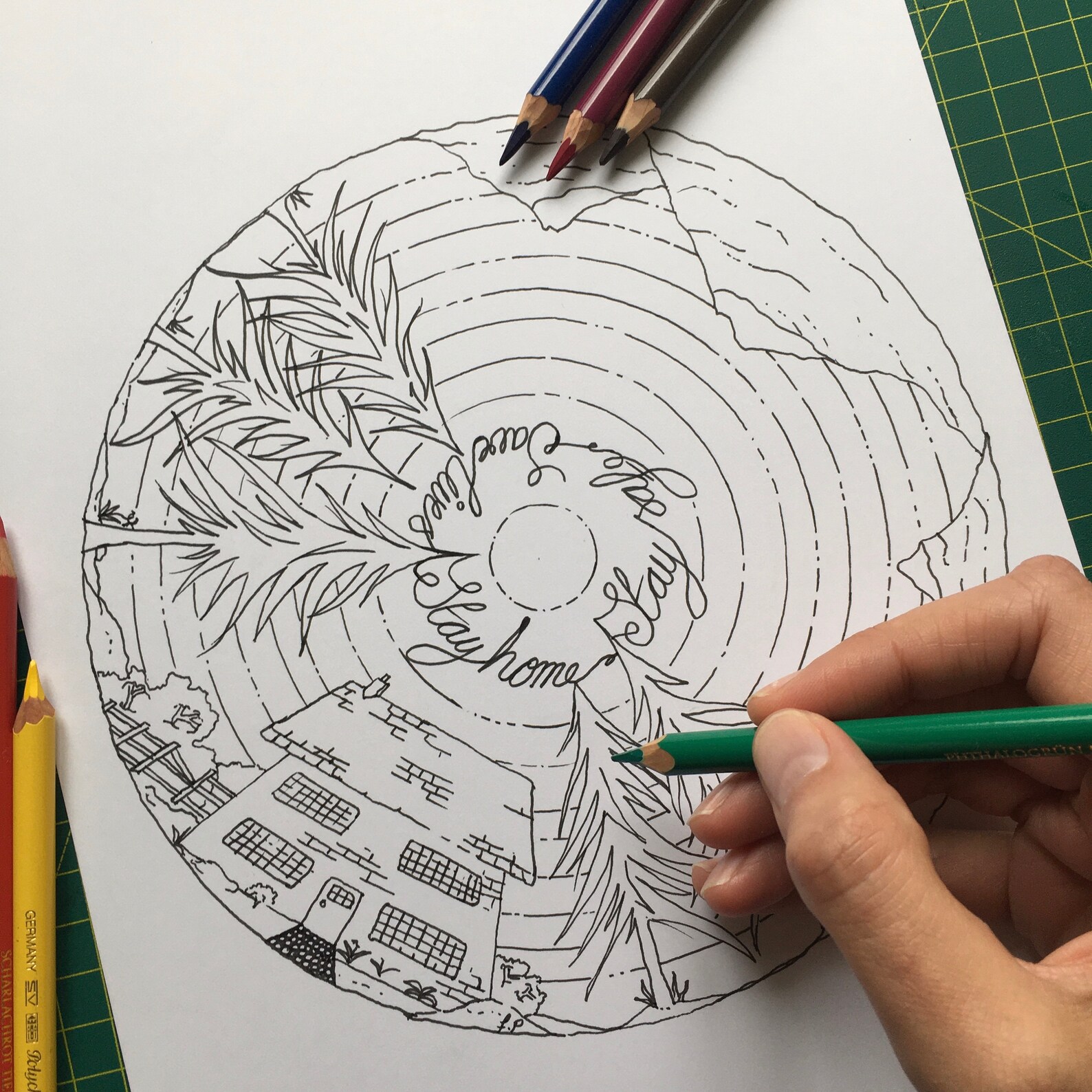 Colouring Page Stay Home Stay Safe Save Lives. | Etsy