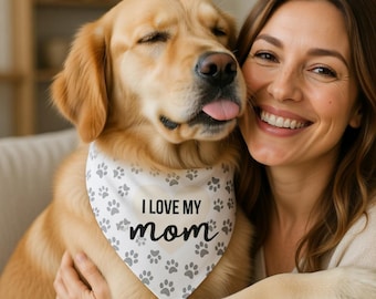 ペット用バンダナ「ママ大好き」｜肉球ハート柄