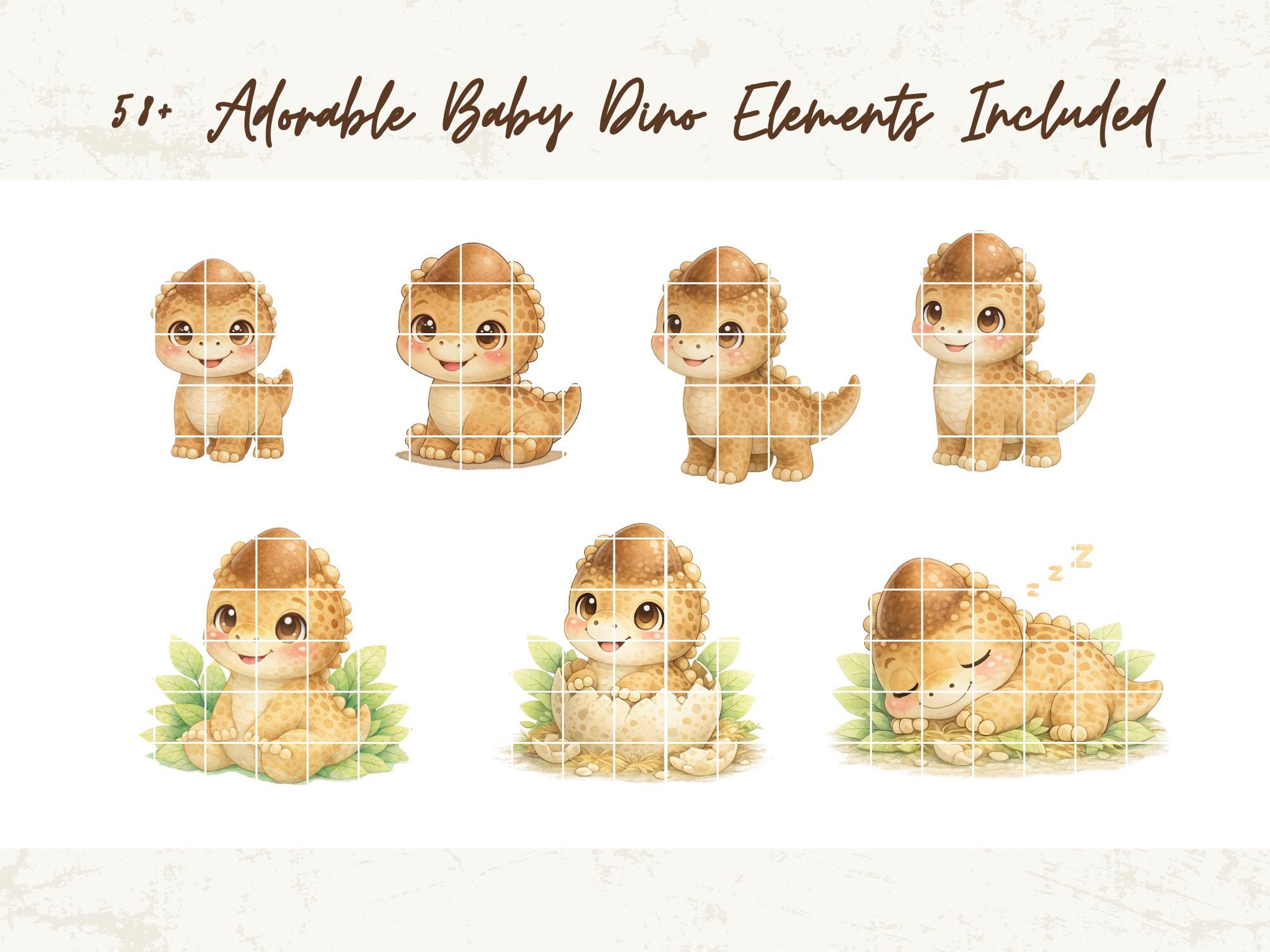 Baby Dinosaur Clipart Bundle, Watercolor Dino PNG, Cute Baby Dino ...