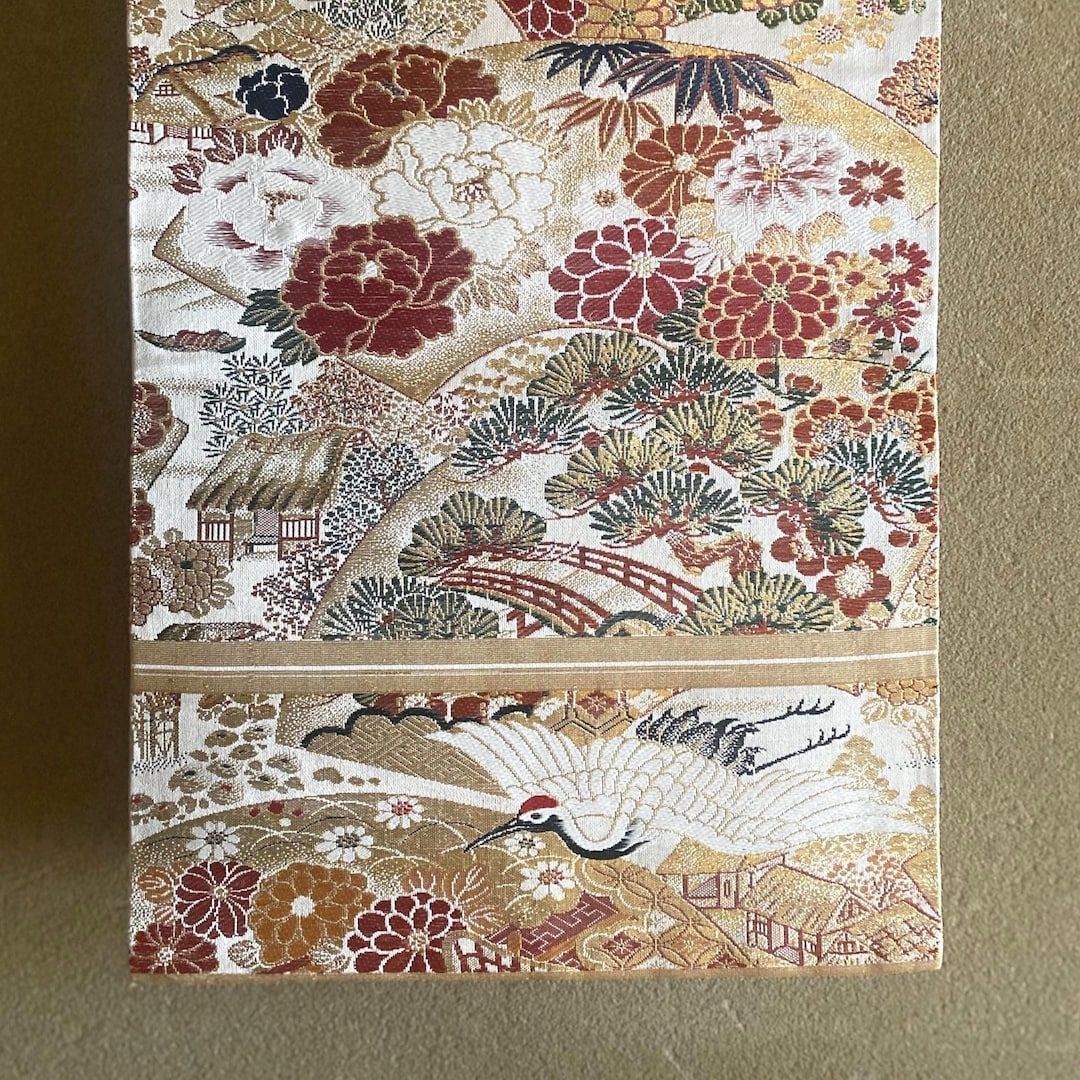 Wall Hanging Long Narrow Art Japanese Vintage Kimono Maru obi Silk wall-hanging-long-narrow-art-japanese-vintage-kimono-maru-obi-silk