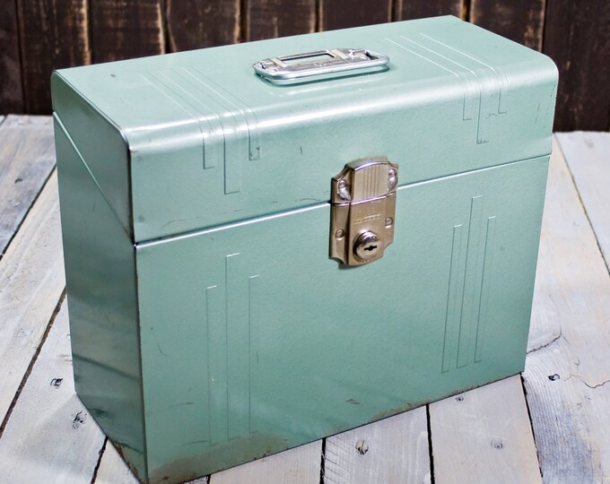 Vintage Metal File Box Green File Box Green Office Etsy